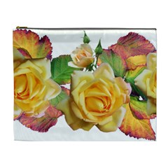 Flowers Roses Autumn Leaves Cosmetic Bag (xl) by Pakrebo