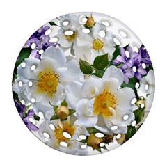 Flowers Roses White Mauve Babianas Ornament (round Filigree) by Pakrebo