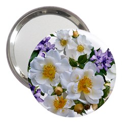 Flowers Roses White Mauve Babianas 3  Handbag Mirrors by Pakrebo