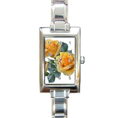 Roses Yellow Flowers Fragrant Rectangle Italian Charm Watch by Pakrebo