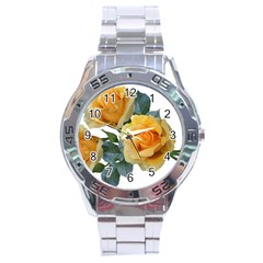 Roses Yellow Flowers Fragrant Stainless Steel Analogue Watch by Pakrebo