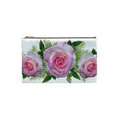 Roses Pink Flowers Perfume Leaves Cosmetic Bag (small)