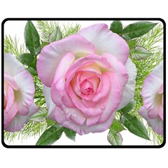 Roses Pink Flowers Perfume Leaves Fleece Blanket (medium)  by Pakrebo