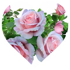 Roses Pink Flowers Leaves Wooden Puzzle Heart by Pakrebo