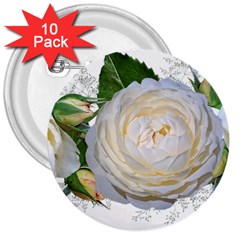 Flowers Roses White Fragrant 3  Buttons (10 pack) 