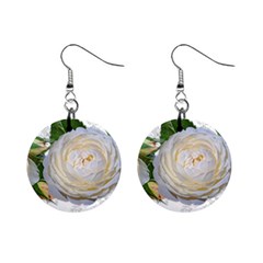 Flowers Roses White Fragrant Mini Button Earrings