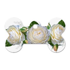 Flowers Roses White Fragrant Dog Tag Bone (Two Sides)