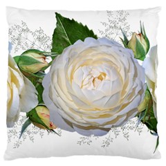 Flowers Roses White Fragrant Large Flano Cushion Case (Two Sides)