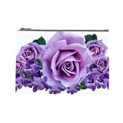 Roses Violets Flowers Arrangement Cosmetic Bag (large) by Pakrebo