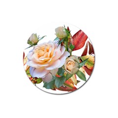 Autumn Leaves Roses Flowers Garden Magnet 3  (round) by Pakrebo