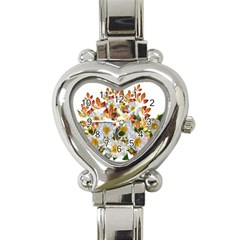 Flowers Roses Leaves Autumn Heart Italian Charm Watch by Pakrebo