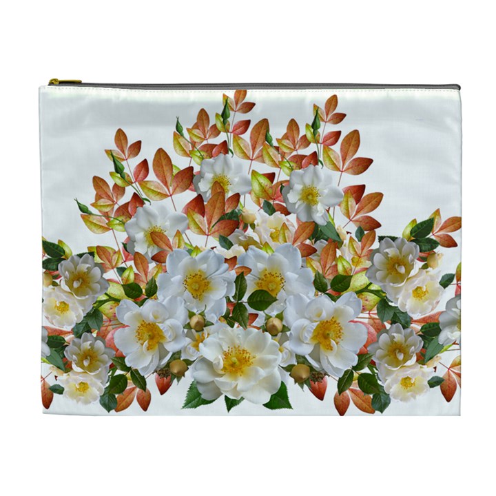 Flowers Roses Leaves Autumn Cosmetic Bag (XL)