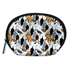 Gray Brown Black Neutral Leaves Accessory Pouch (medium) by bloomingvinedesign