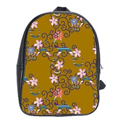 Textile Flowers Pattern School Bag (xl)