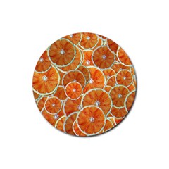 Oranges Background Rubber Coaster (round) 