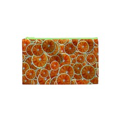 Oranges Background Cosmetic Bag (xs) by HermanTelo