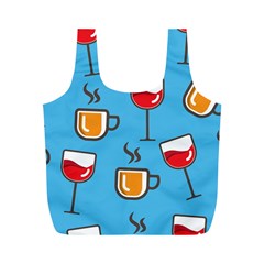 Cups And Mugs Blue Full Print Recycle Bag (m)