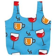 Cups And Mugs Blue Full Print Recycle Bag (xl)