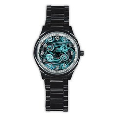 Background Neon Abstract Stainless Steel Round Watch