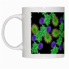 Flowers Pattern Background White Mugs