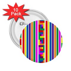 Rainbow Geometric Spectrum 2.25  Buttons (10 pack) 