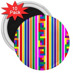 Rainbow Geometric Spectrum 3  Magnets (10 Pack)  by Mariart