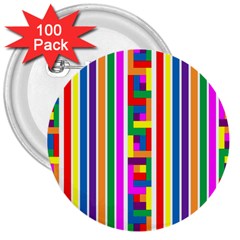 Rainbow Geometric Spectrum 3  Buttons (100 pack) 