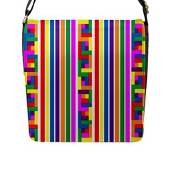 Rainbow Geometric Spectrum Flap Closure Messenger Bag (l)