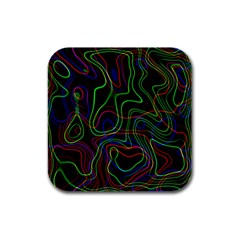 Neon Waves                                  Rubber Square Coaster (4 Pack by LalyLauraFLM