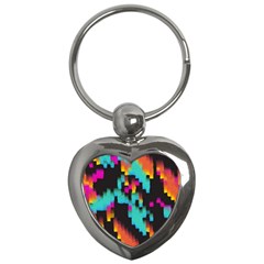 Rectangles In Retro Colors                                  Key Chain (heart) by LalyLauraFLM