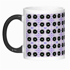 Black Flower  On Purple White Pattern Morph Mugs by BrightVibesDesign