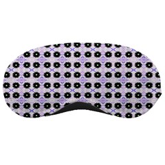 Black Flower  On Purple White Pattern Sleeping Mask by BrightVibesDesign