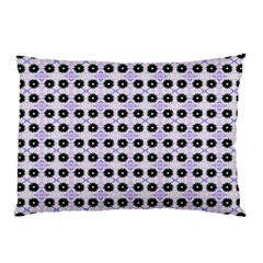 Black Flower  On Purple White Pattern Pillow Case (two Sides) by BrightVibesDesign