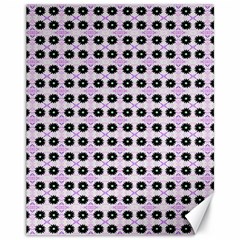 Black Flower On Pink White Pattern Canvas 11  X 14  by BrightVibesDesign