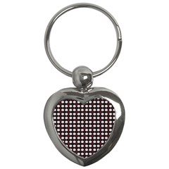 White Flower Pattern On Pink Black Key Chain (heart) by BrightVibesDesign