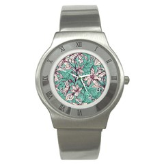 Vintage Floral Pattern Stainless Steel Watch by Sobalvarro