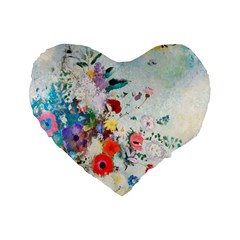 Floral Bouquet Standard 16  Premium Flano Heart Shape Cushions by Sobalvarro