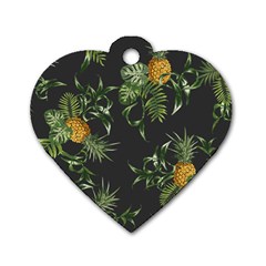 Pineapples Pattern Dog Tag Heart (two Sides)