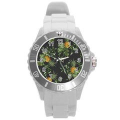 Pineapples Pattern Round Plastic Sport Watch (l) by Sobalvarro