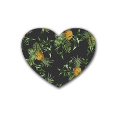 Pineapples Pattern Rubber Coaster (heart)  by Sobalvarro