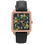 Pineapples pattern Rose Gold Leather Watch  Front