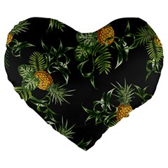 Pineapples Pattern Large 19  Premium Flano Heart Shape Cushions by Sobalvarro