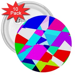 Patchwork 3  Buttons (10 Pack)  by designsbyamerianna