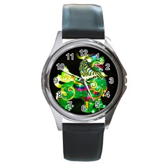 Green Ki Rin Round Metal Watch by Riverwoman