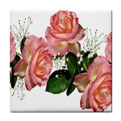 Roses Pink Leaves Flowers Perfume Tile Coaster by Simbadda