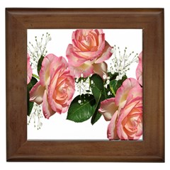 Roses Pink Leaves Flowers Perfume Framed Tile by Simbadda