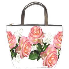 Roses Pink Leaves Flowers Perfume Bucket Bag by Simbadda