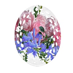 Flowers Roses Bluebells Arrangement Ornament (oval Filigree)