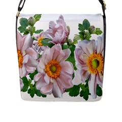 Flowers Anemone Arrangement Cut Out Flap Closure Messenger Bag (l) by Simbadda