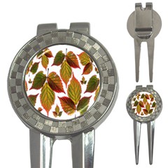 Leaves Autumn Fall Colorful 3-in-1 Golf Divots by Simbadda